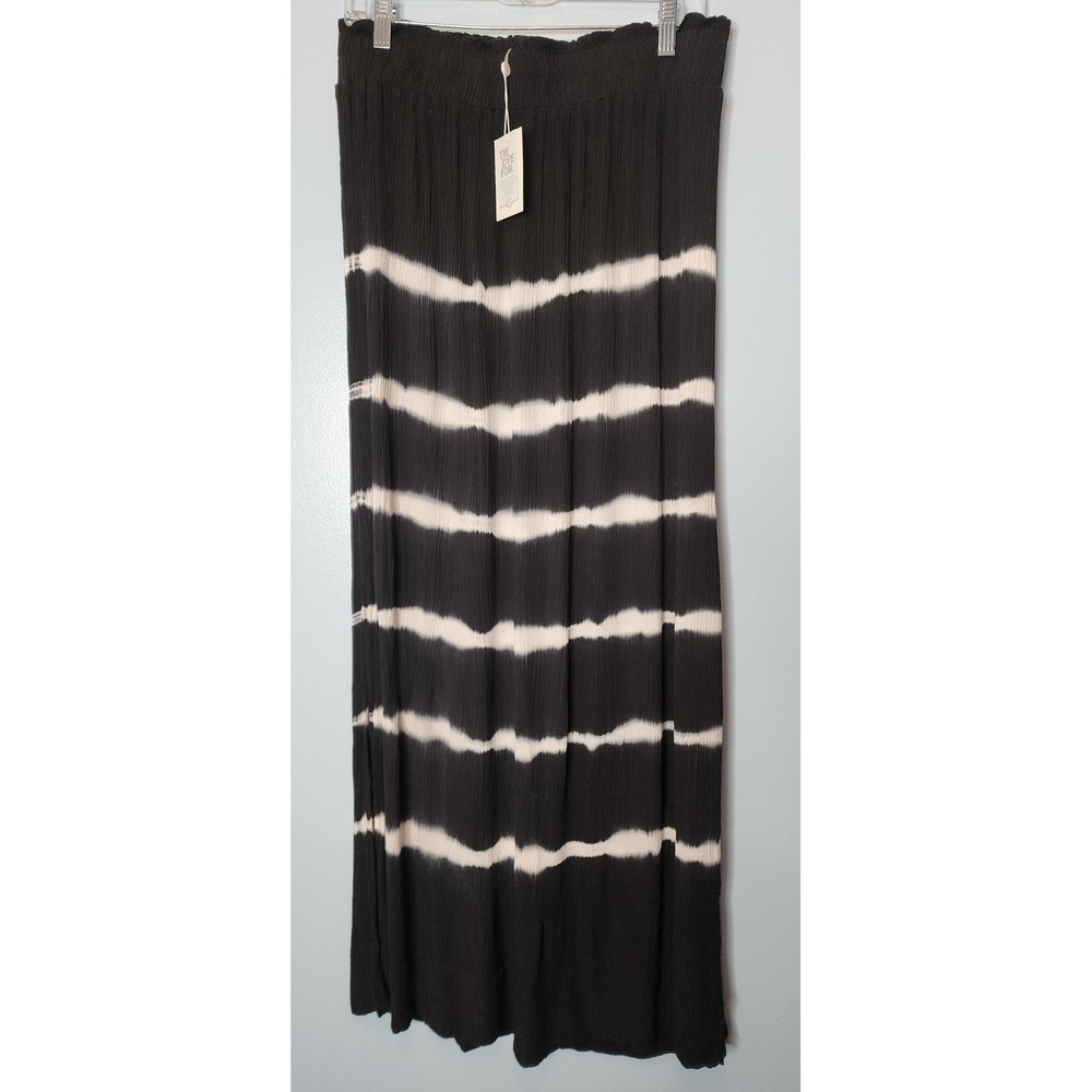Mud Pie Maxi Skirt Womens Medium Black White NWT Tie Dye Elastic Waist Viscose